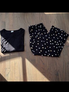 Soma Cool Nights Black and Gold Polka Dot Pjs